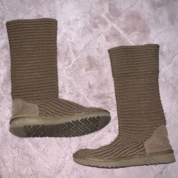 UGG australia tan/brown slouchy sock boot womens size 8 guc foldable - Picture 1 of 8